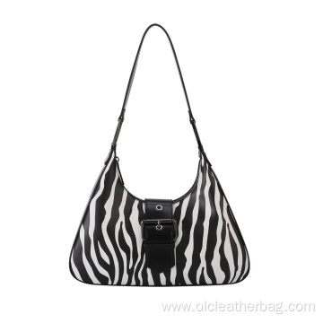 Stylish Leather Zebra Print Hobo Shoulder Bag